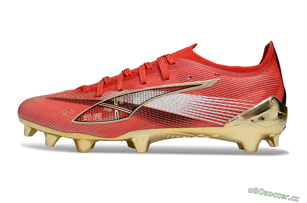Men's Puma Ultra 5 Ultimate FG Firm Ground Low-Tops Football Boots - Red/White/Gold 0