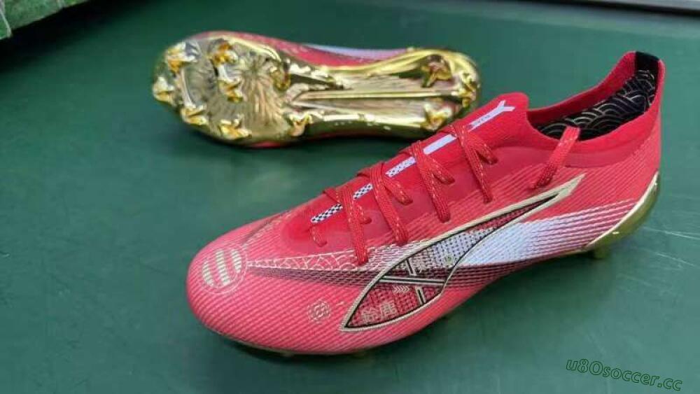 Men's Puma Ultra 5 Ultimate FG Firm Ground Low-Tops Football Boots - Red/White/Gold