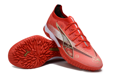 Men's Puma Ultra 5 Ultimate FG Firm Ground Low-Tops Football Boots - Red/White/Gold