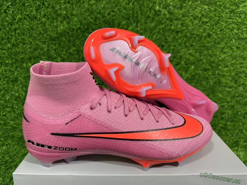 Unisex Nike Air Zoom Mercurial Superfly 10 Elite FG Firm Ground High-Tops Football Boots - Red/Black/Orange