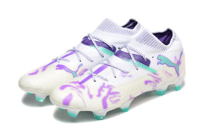 Men's Puma Future Ultimate FG Firm Ground Low-Tops Football Boots - White/Purple/Jade