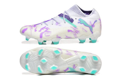 Men's Puma Future Ultimate FG Firm Ground Low-Tops Football Boots - White/Purple/Jade