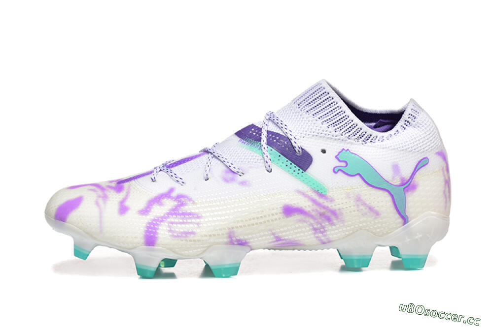 Men's Puma Future Ultimate FG Firm Ground Low-Tops Football Boots - White/Purple/Jade 0