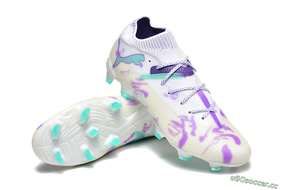 Men's Puma Future Ultimate FG Firm Ground Low-Tops Football Boots - White/Purple/Jade 4