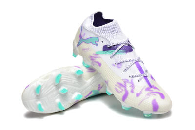 Men's Puma Future Ultimate FG Firm Ground Low-Tops Football Boots - White/Purple/Jade
