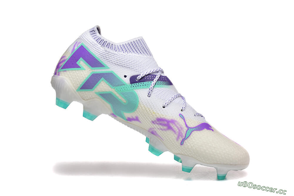 Men's Puma Future Ultimate FG Firm Ground Low-Tops Football Boots - White/Purple/Jade 7