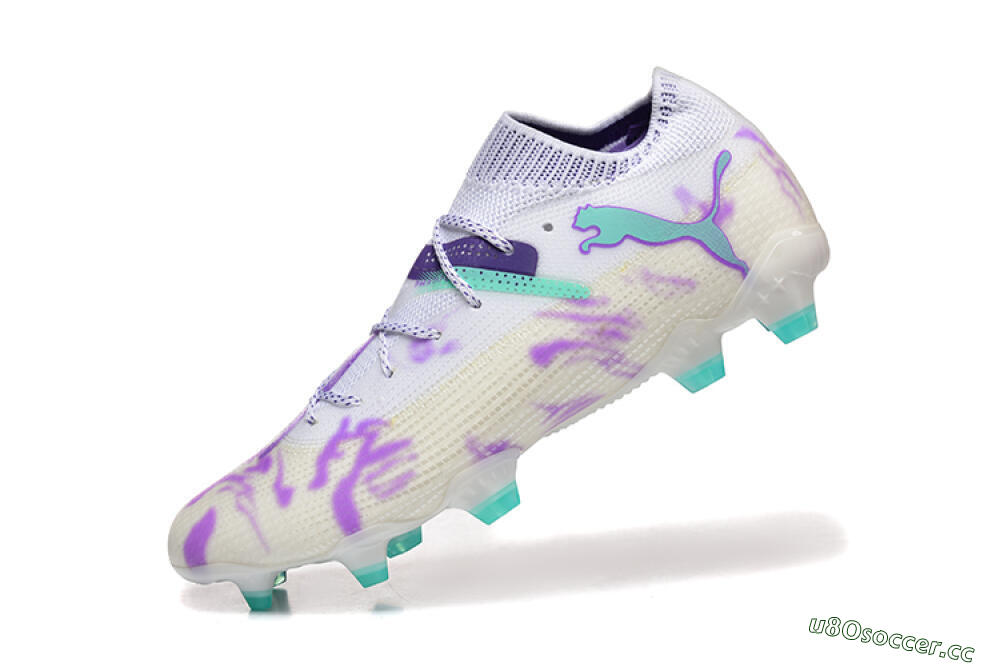 Men's Puma Future Ultimate FG Firm Ground Low-Tops Football Boots - White/Purple/Jade 8