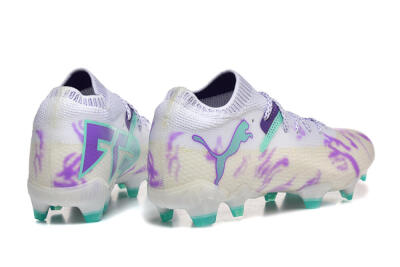 Men's Puma Future Ultimate FG Firm Ground Low-Tops Football Boots - White/Purple/Jade