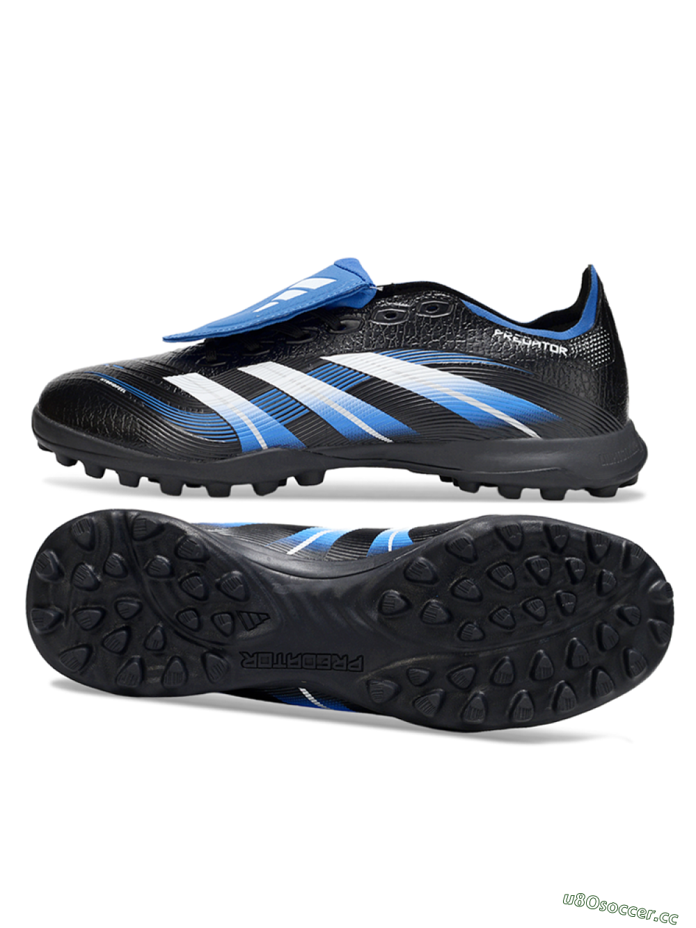 Unisex Adidas Predator 25 Elite Foldover Tongue TF Artificial Turf Low-Tops Football Shoes - Black/White/Blue 1