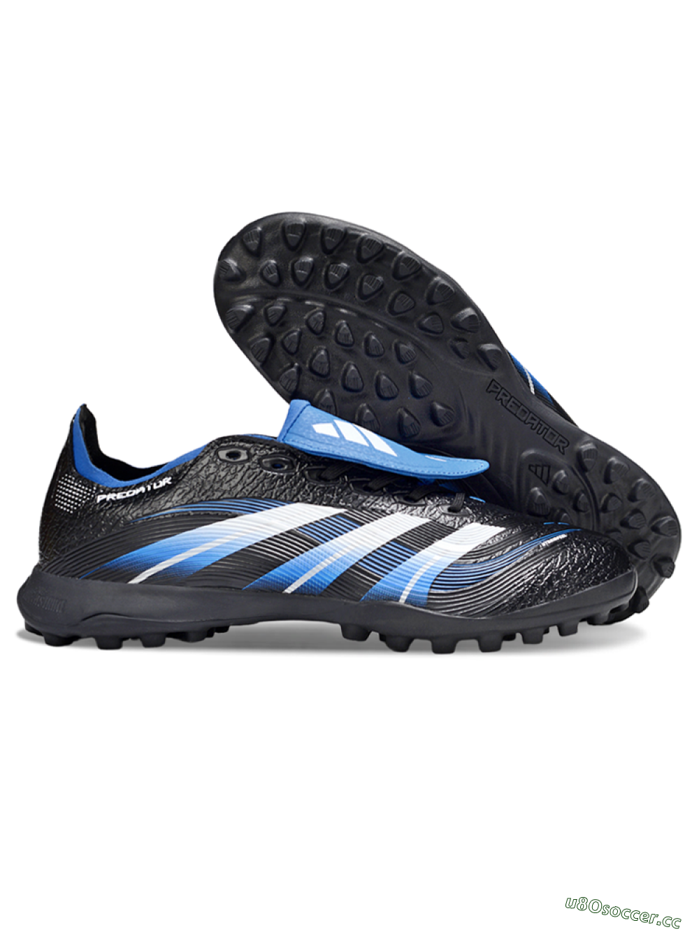 Unisex Adidas Predator 25 Elite Foldover Tongue TF Artificial Turf Low-Tops Football Shoes - Black/White/Blue 2