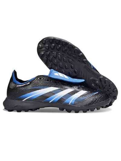 Unisex Adidas Predator 25 Elite Foldover Tongue TF Artificial Turf Low-Tops Football Shoes - Black/White/Blue