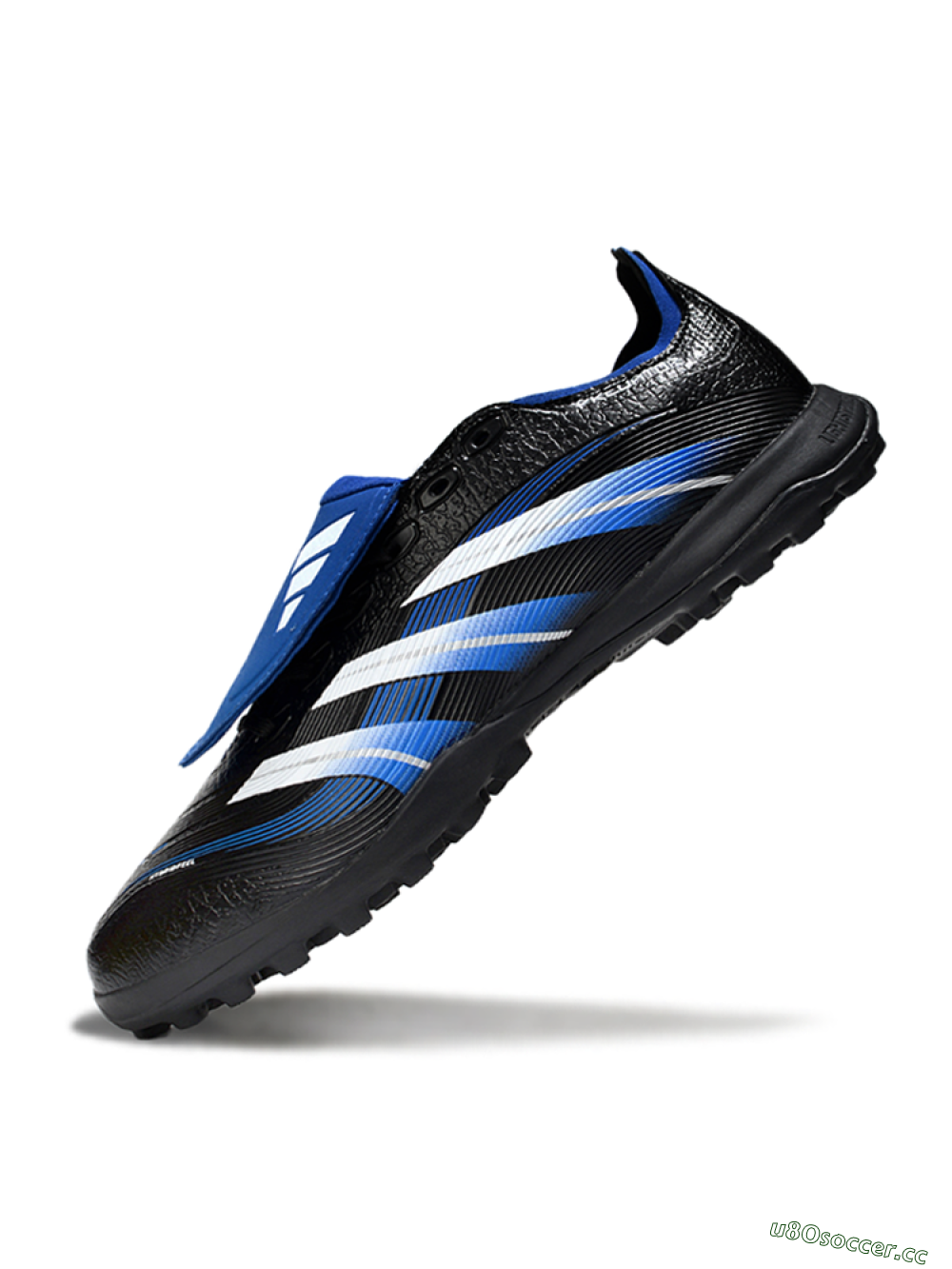 Unisex Adidas Predator 25 Elite Foldover Tongue TF Artificial Turf Low-Tops Football Shoes - Black/White/Blue 5