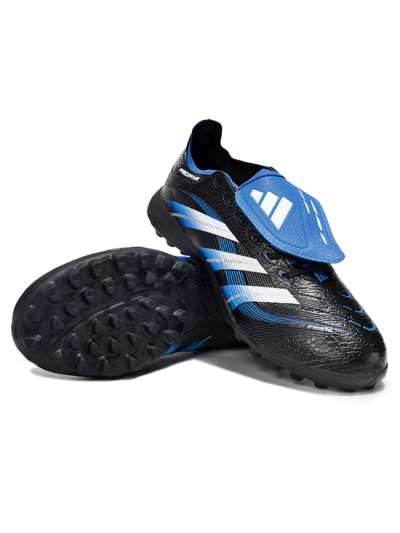 Unisex Adidas Predator 25 Elite Foldover Tongue TF Artificial Turf Low-Tops Football Shoes - Black/White/Blue