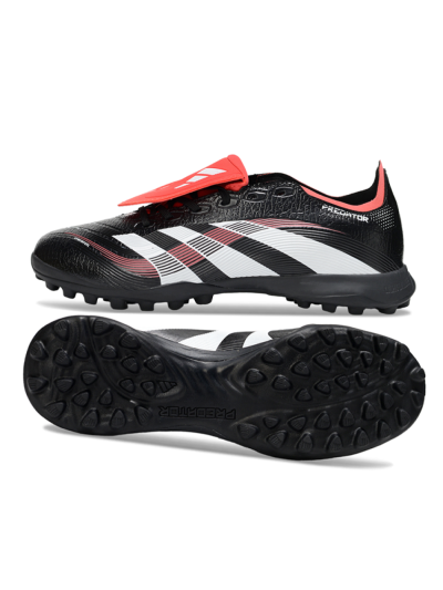 Unisex Adidas Predator 25 Elite Foldover Tongue TF Artificial Turf Low-Tops Football Shoes - Black/White/Red
