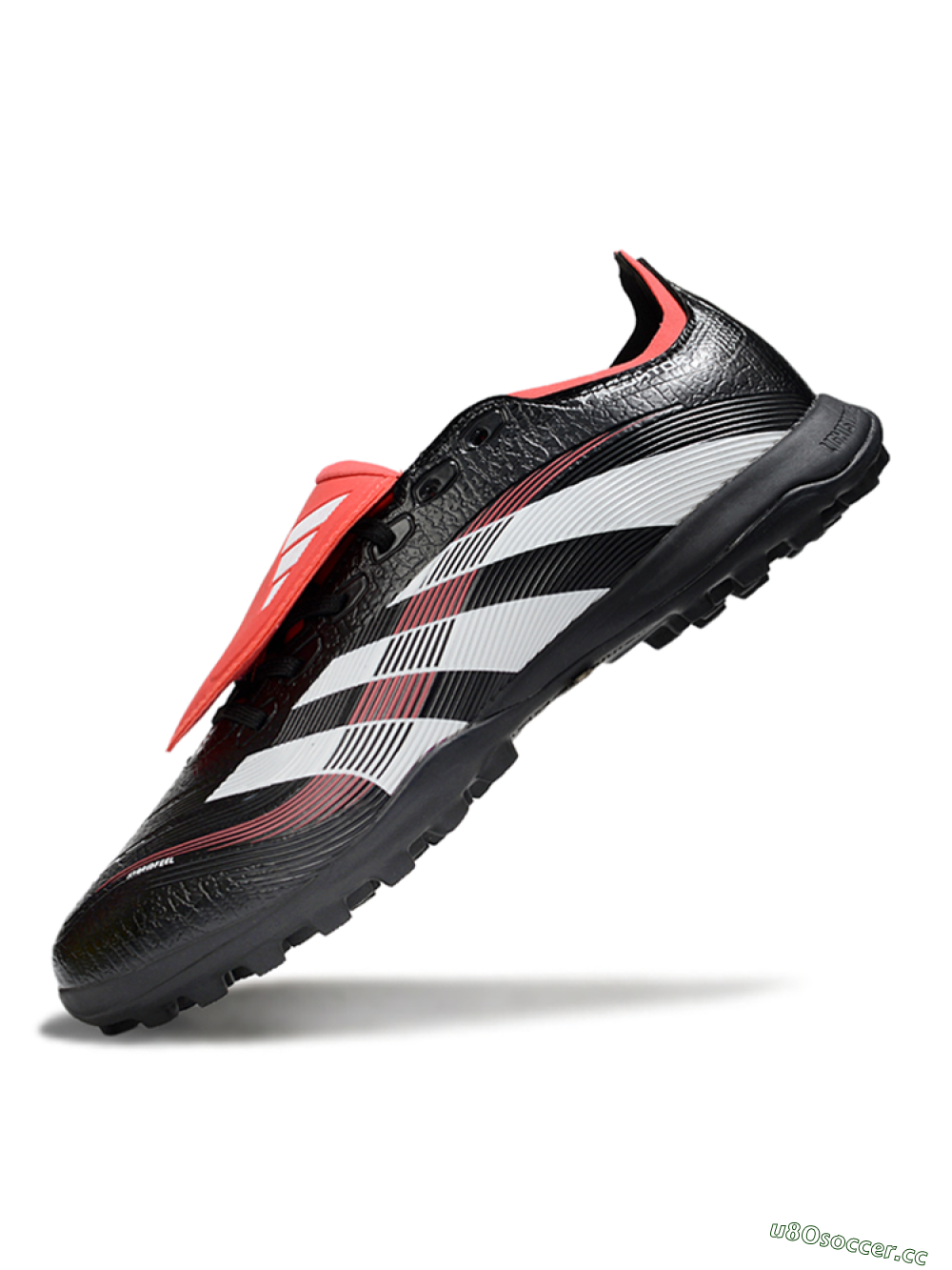 Unisex Adidas Predator 25 Elite Foldover Tongue TF Artificial Turf Low-Tops Football Shoes - Black/White/Red 5