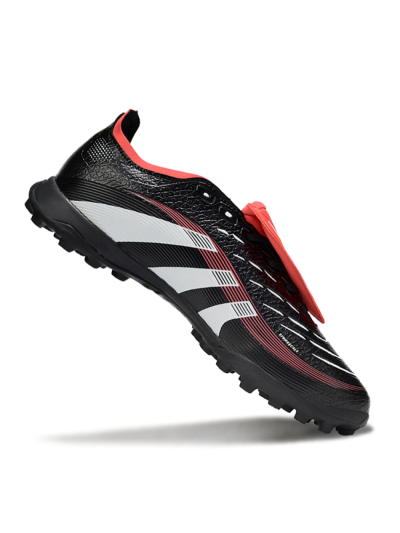Unisex Adidas Predator 25 Elite Foldover Tongue TF Artificial Turf Low-Tops Football Shoes - Black/White/Red