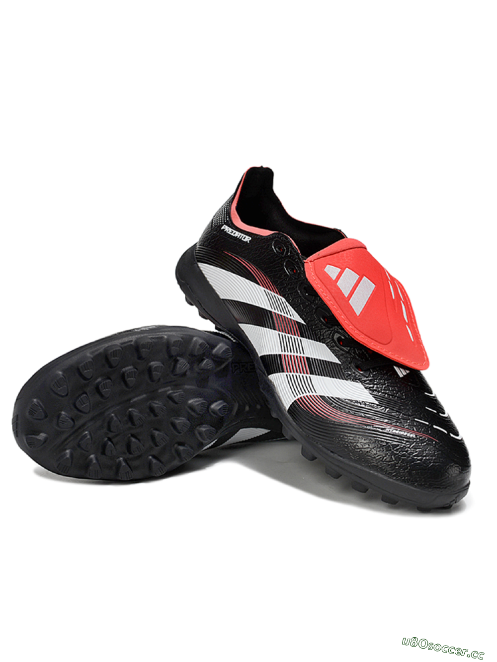 Unisex Adidas Predator 25 Elite Foldover Tongue TF Artificial Turf Low-Tops Football Shoes - Black/White/Red 3