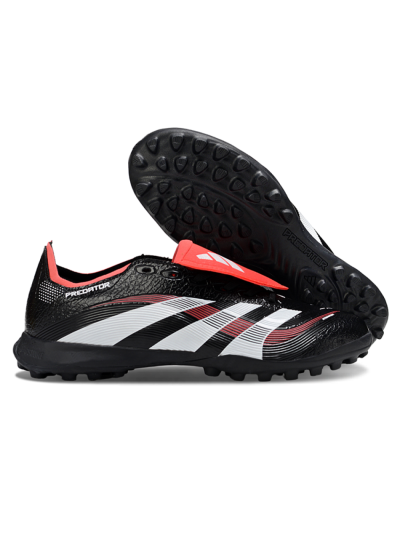 Unisex Adidas Predator 25 Elite Foldover Tongue TF Artificial Turf Low-Tops Football Shoes - Black/White/Red