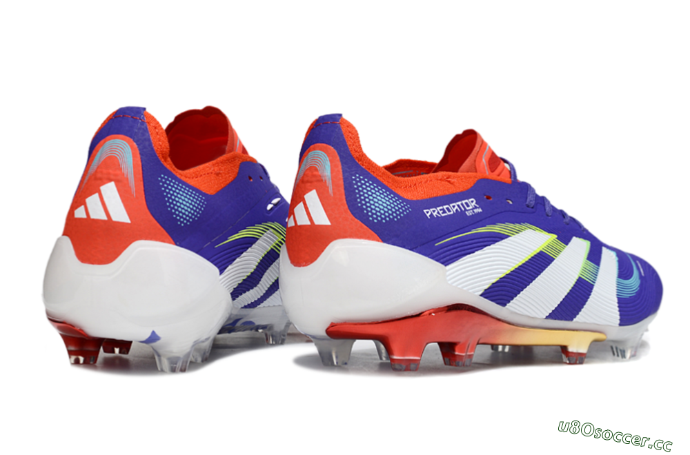 Unisex Adidas Predator 25 Elite FG Firm Ground Low-Tops Football Boots - Blue/White/Red 6