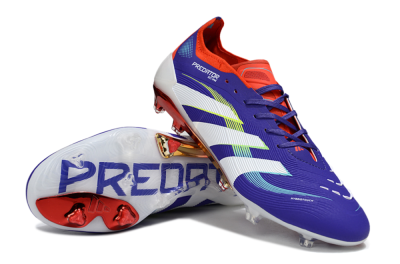 Unisex Adidas Predator 25 Elite FG Firm Ground Low-Tops Football Boots - Blue/White/Red