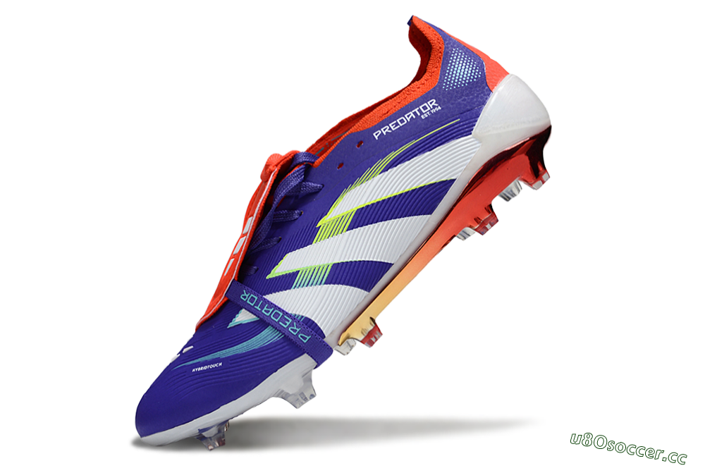 Unisex Adidas Predator 25 Elite Foldover Tongue FG Firm Ground Low-Tops Football Boots - Blue/White/Red 4