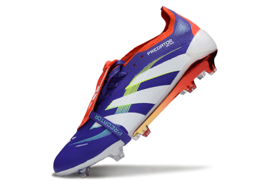 Unisex Adidas Predator 25 Elite Foldover Tongue FG Firm Ground Low-Tops Football Boots - Blue/White/Red