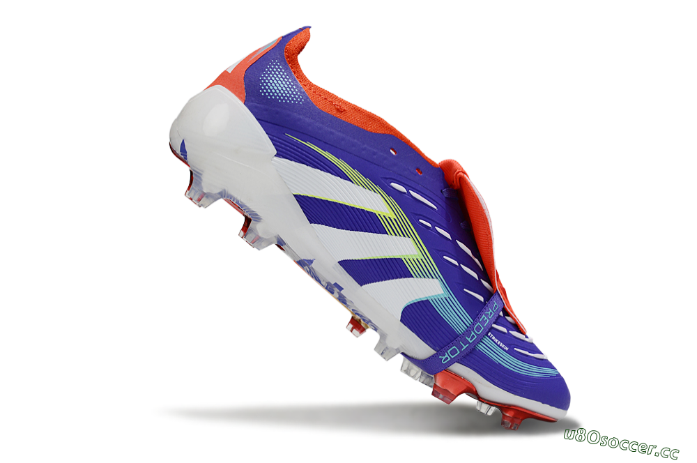 Unisex Adidas Predator 25 Elite Foldover Tongue FG Firm Ground Low-Tops Football Boots - Blue/White/Red 5