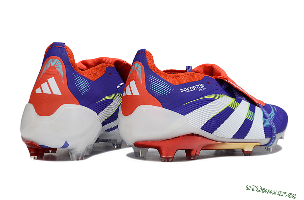 Unisex Adidas Predator 25 Elite Foldover Tongue FG Firm Ground Low-Tops Football Boots - Blue/White/Red 6