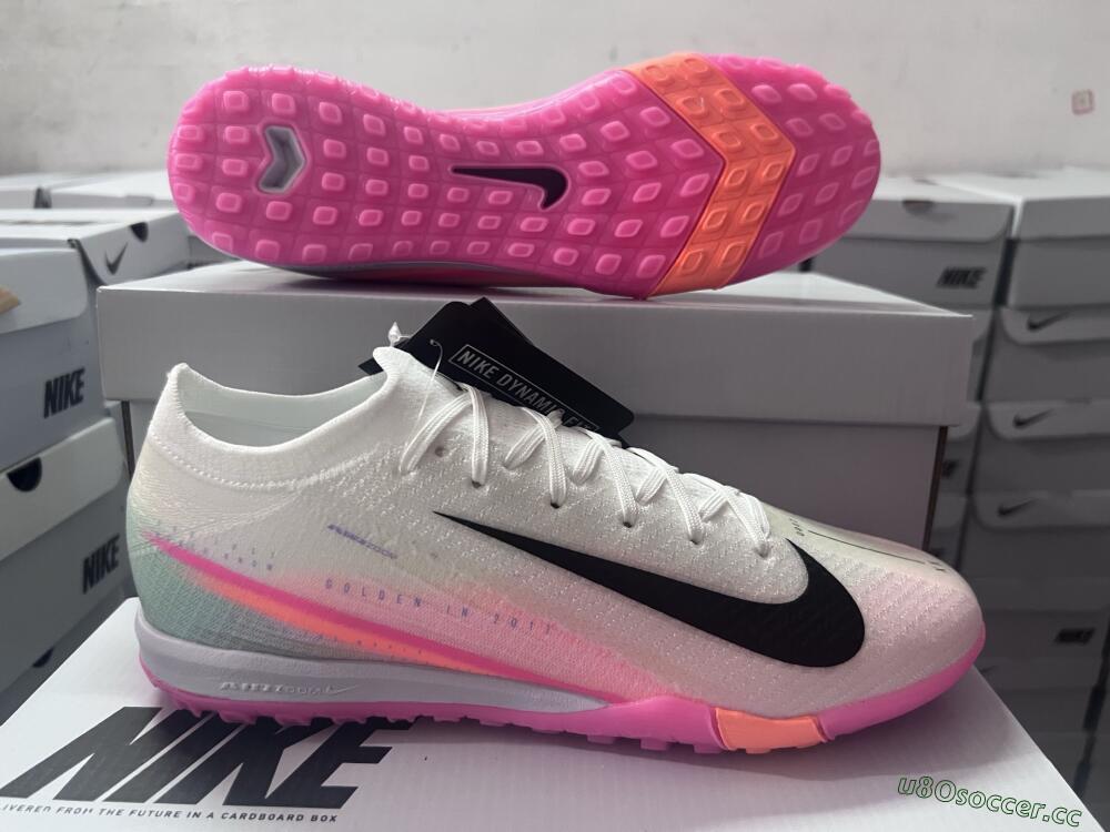 Unisex Nike Air Zoom Mercurial Vapor 16 Elite TF Artificial Turf Low-Tops Football Shoes - White/Pink/Black
