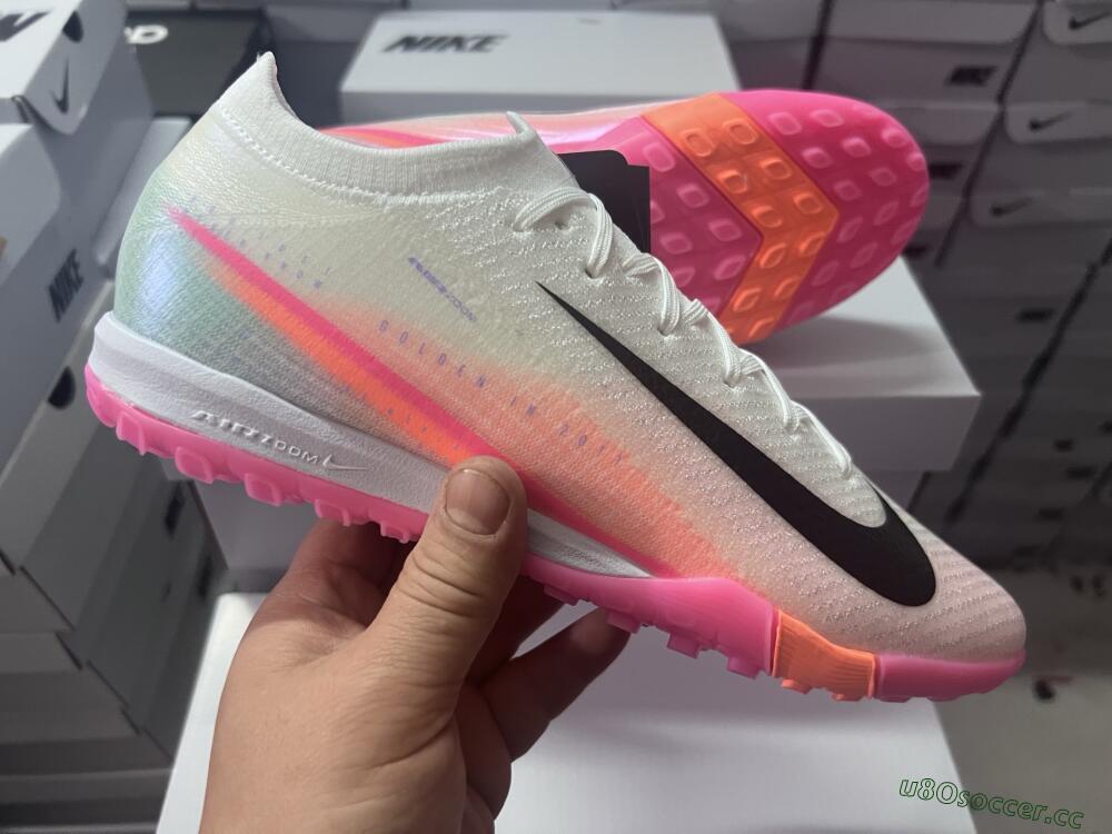 Unisex Nike Air Zoom Mercurial Vapor 16 Elite TF Artificial Turf Low-Tops Football Shoes - White/Pink/Black