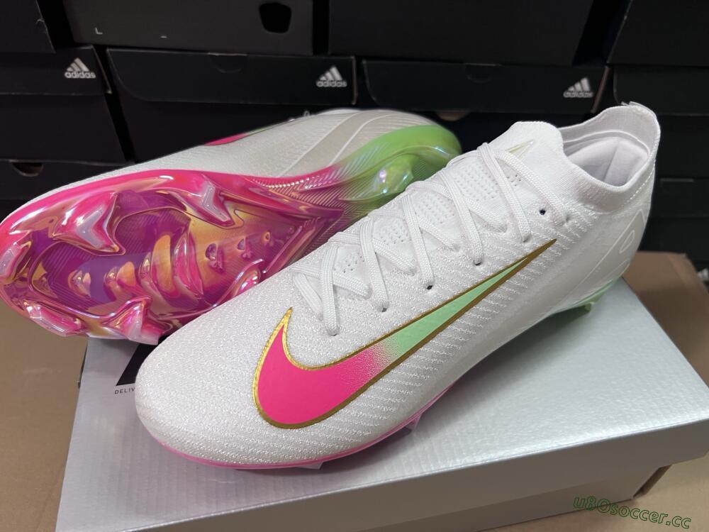 Unisex Nike Air Zoom Mercurial Vapor 16 Elite FG Firm Ground Low-Tops Football Boots - White/Red/Gold
