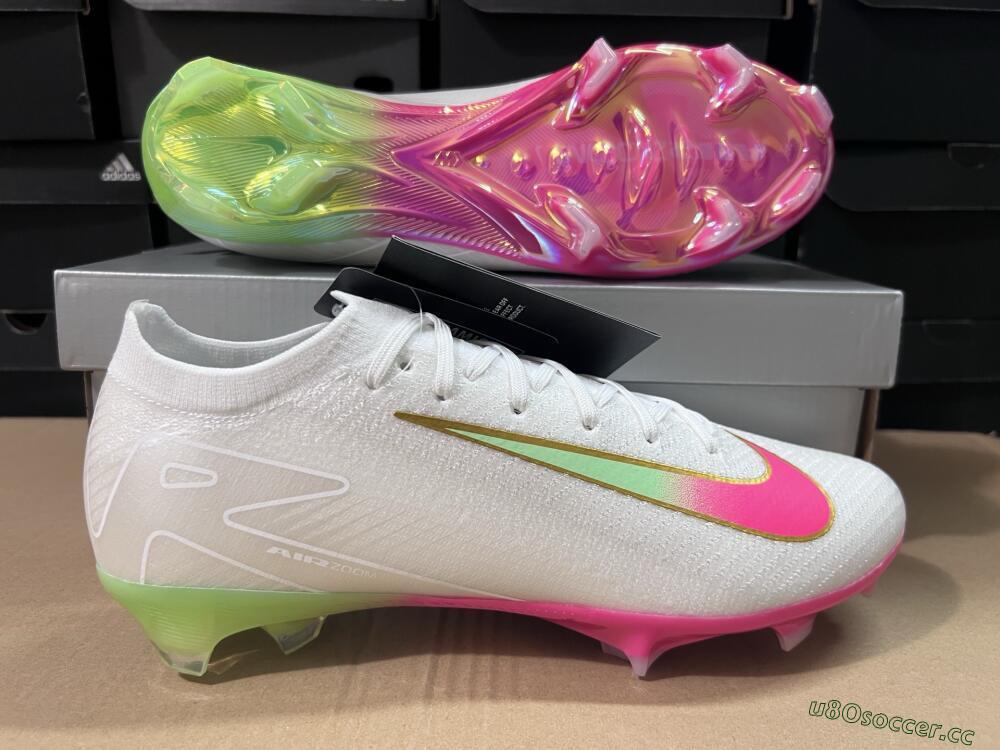 Unisex Nike Air Zoom Mercurial Vapor 16 Elite FG Firm Ground Low-Tops Football Boots - White/Red/Gold