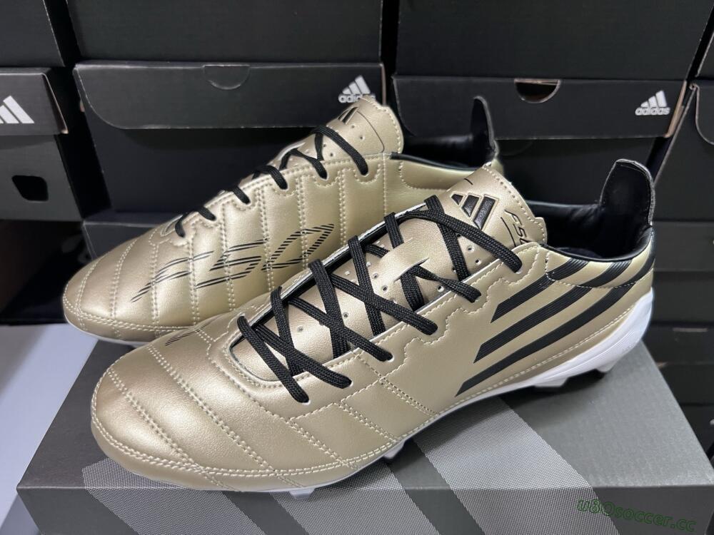 Men's Adidas F50 Elite FG Firm Ground Low-Tops Football Boots - Gold/Black/White