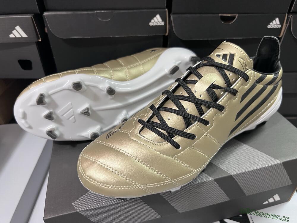 Men's Adidas F50 Elite FG Firm Ground Low-Tops Football Boots - Gold/Black/White