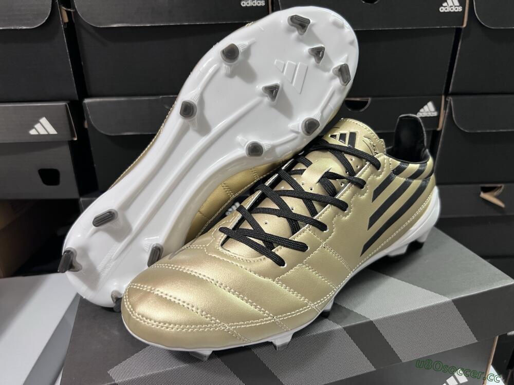 Men's Adidas F50 Elite FG Firm Ground Low-Tops Football Boots - Gold/Black/White