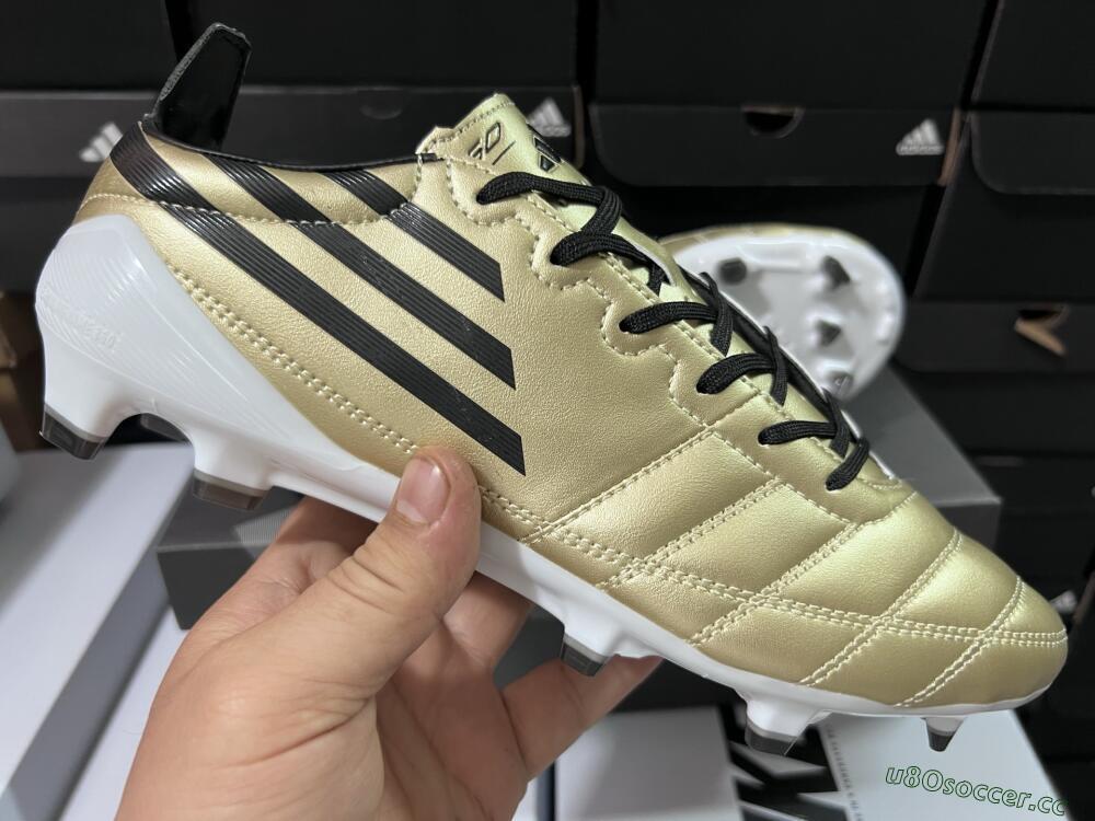 Men's Adidas F50 Elite FG Firm Ground Low-Tops Football Boots - Gold/Black/White