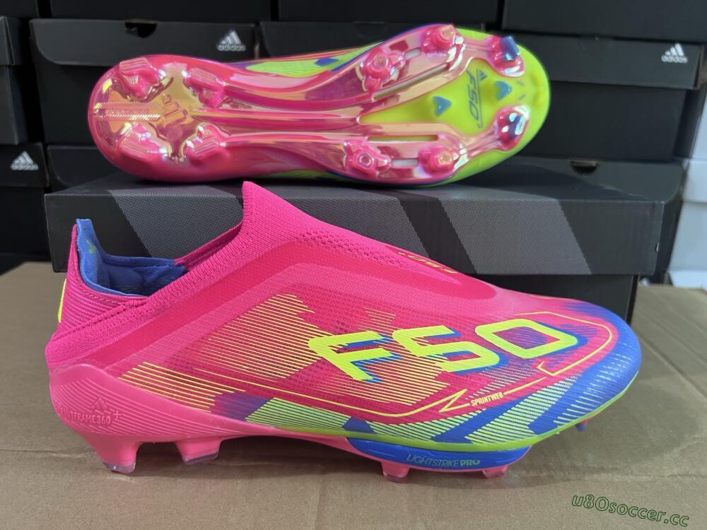 Unisex Adidas F50+ Elite Laceless FG Firm Ground Low-Tops Football Boots - Red/Yellow/Blue