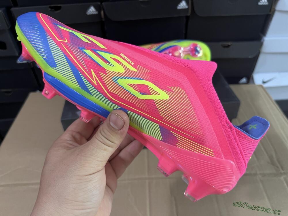 Unisex Adidas F50+ Elite Laceless FG Firm Ground Low-Tops Football Boots - Red/Yellow/Blue