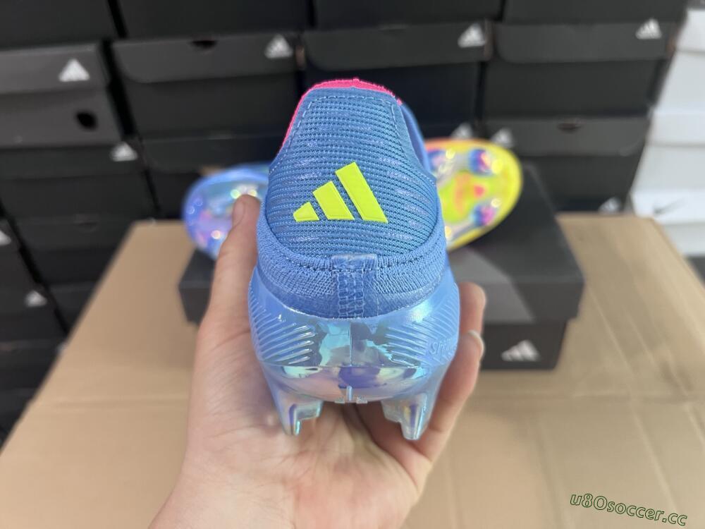 Unisex Adidas F50+ Elite Laceless FG Firm Ground Low-Tops Football Boots - Blue/Yellow/Pink