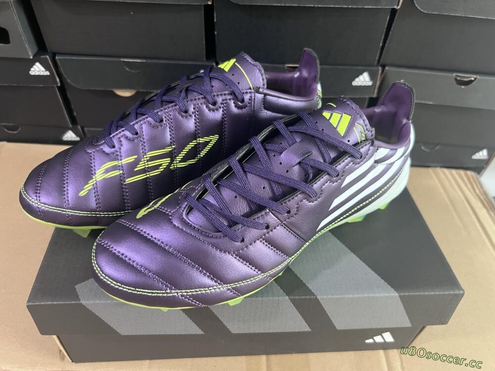 Men's Adidas F50 Elite FG Firm Ground Low-Tops Football Boots - Purple/White/Yellow