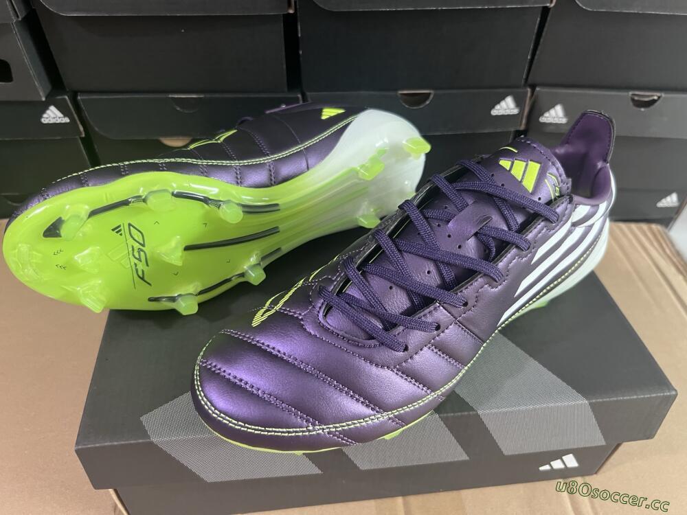 Men's Adidas F50 Elite FG Firm Ground Low-Tops Football Boots - Purple/White/Yellow