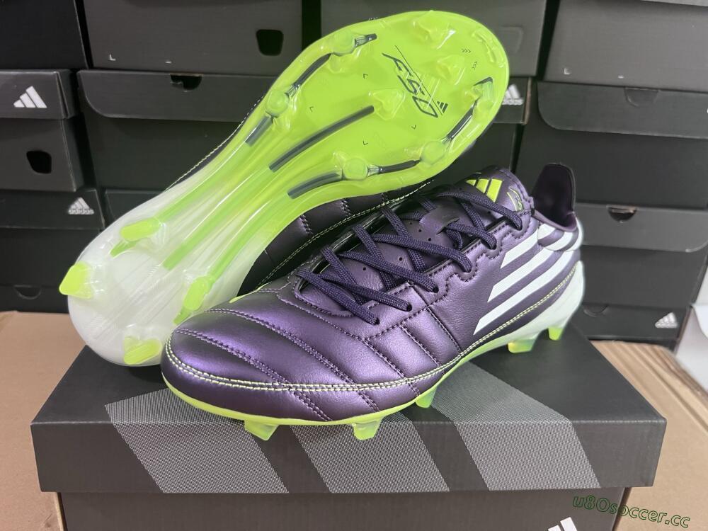 Men's Adidas F50 Elite FG Firm Ground Low-Tops Football Boots - Purple/White/Yellow
