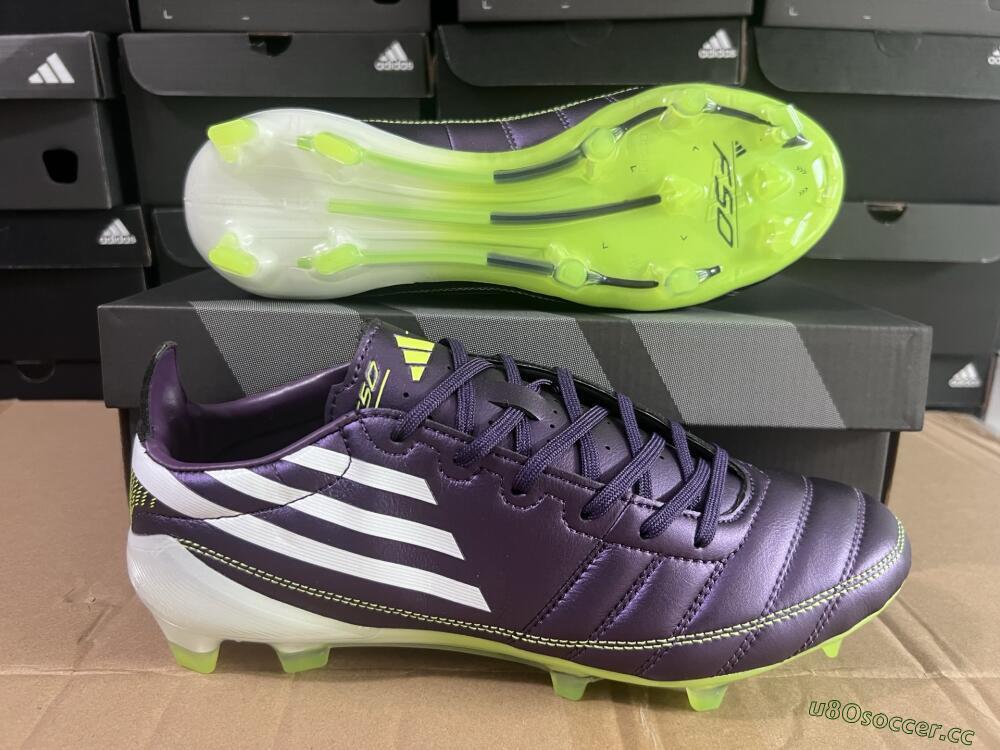 Men's Adidas F50 Elite FG Firm Ground Low-Tops Football Boots - Purple/White/Yellow
