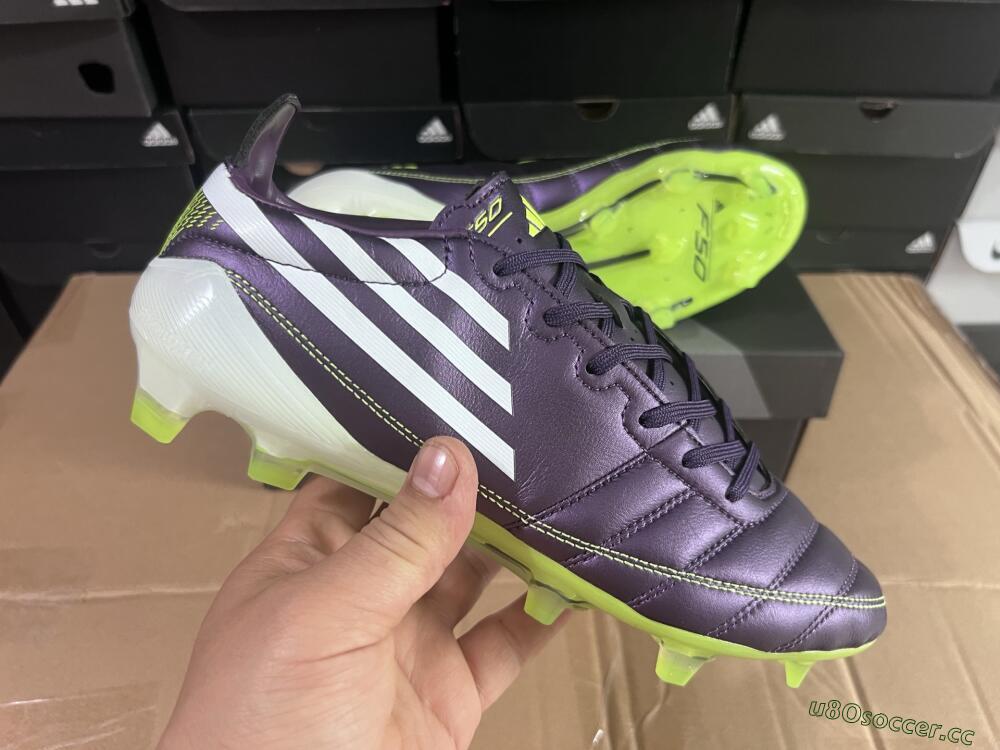 Men's Adidas F50 Elite FG Firm Ground Low-Tops Football Boots - Purple/White/Yellow