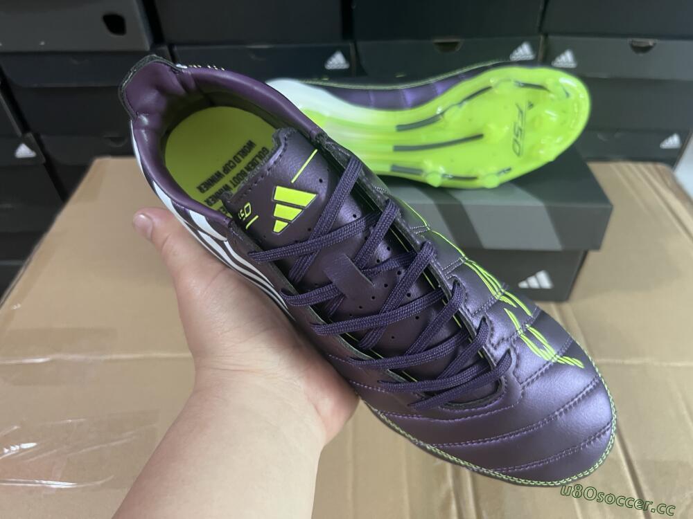 Men's Adidas F50 Elite FG Firm Ground Low-Tops Football Boots - Purple/White/Yellow