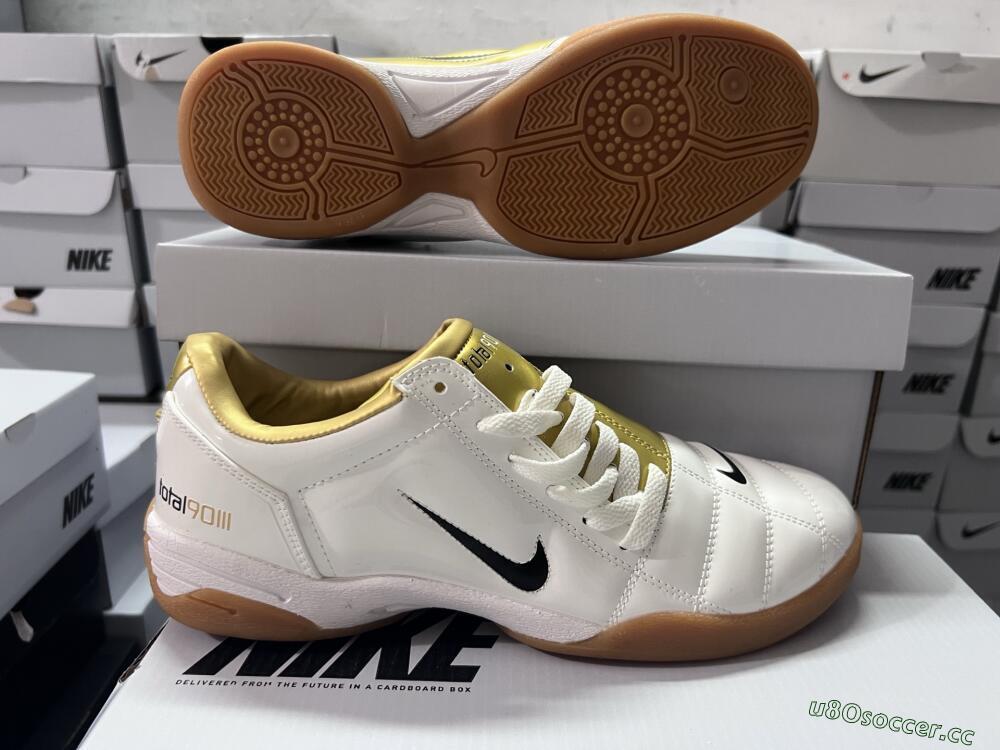 Men's Nike Total 90 III IC Indoor & Futsal Low-Tops Football Shoes - White/Black/Yellow