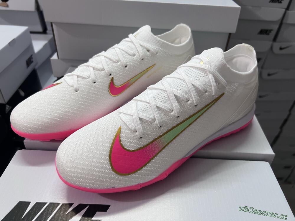 Men's Nike Air Zoom Mercurial Vapor 16 Elite TF Artificial Turf Low-Tops Football Shoes - White/Pink/Gold