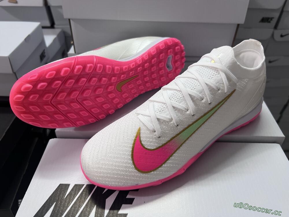 Men's Nike Air Zoom Mercurial Vapor 16 Elite TF Artificial Turf Low-Tops Football Shoes - White/Pink/Gold