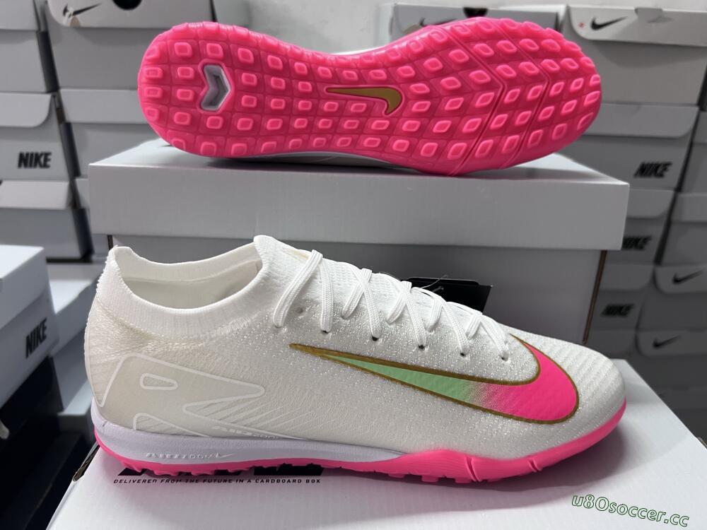Men's Nike Air Zoom Mercurial Vapor 16 Elite TF Artificial Turf Low-Tops Football Shoes - White/Pink/Gold
