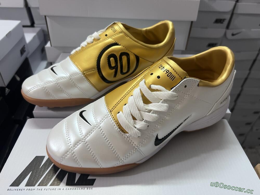 Men's Nike Total 90 II TF Artificial Turf Low-Tops Football Shoes - Silver/Black/Gold